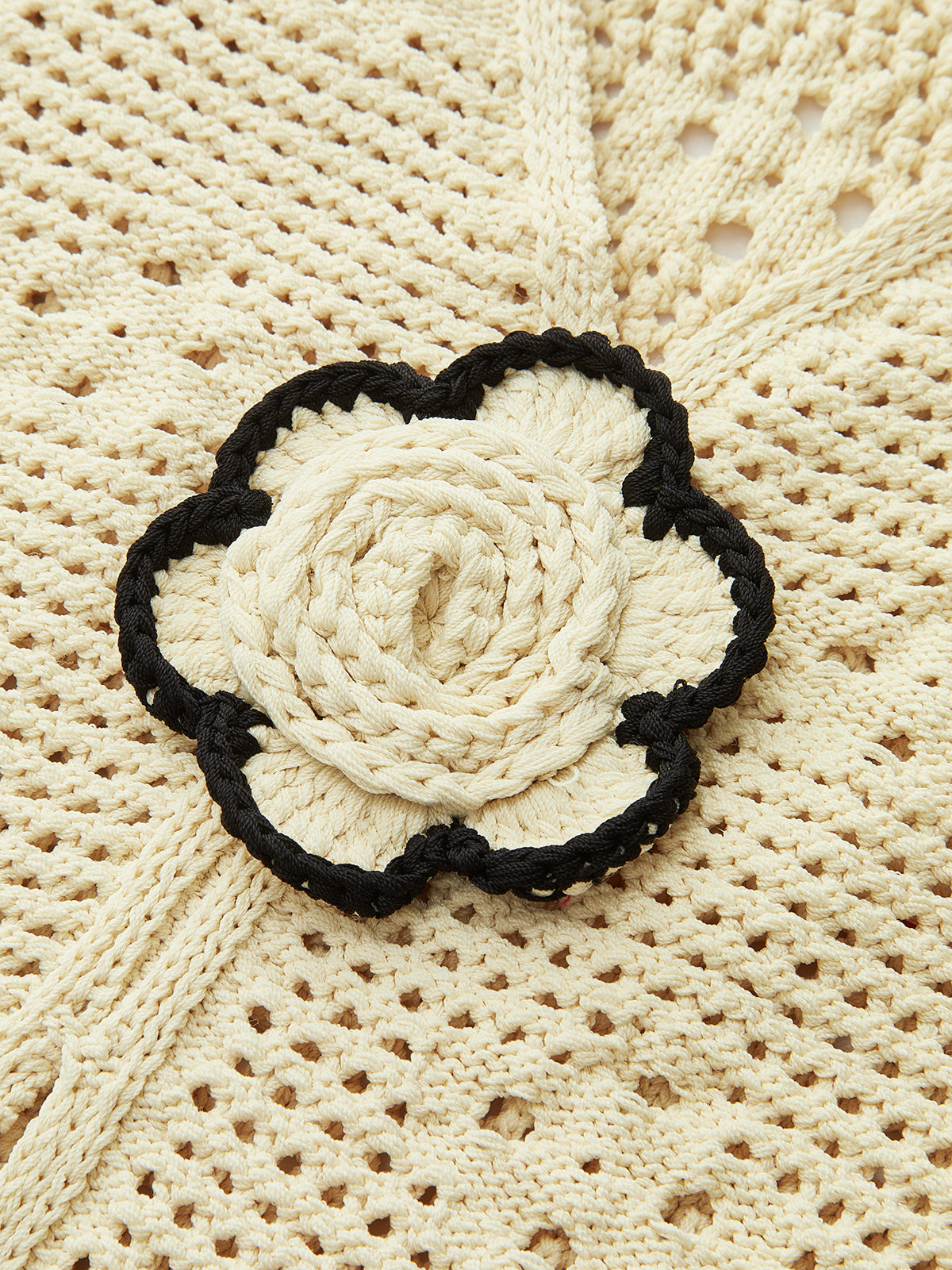 Crochet Knit Vest with Floral Detail