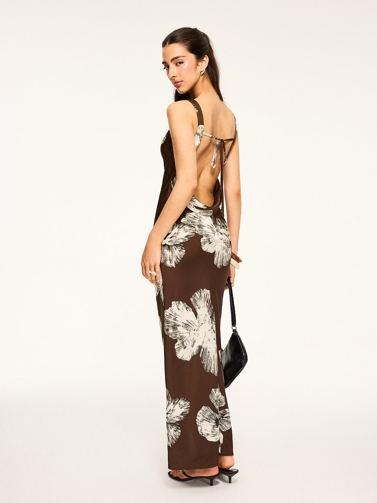 Robe à imprimé floral dos nu noué