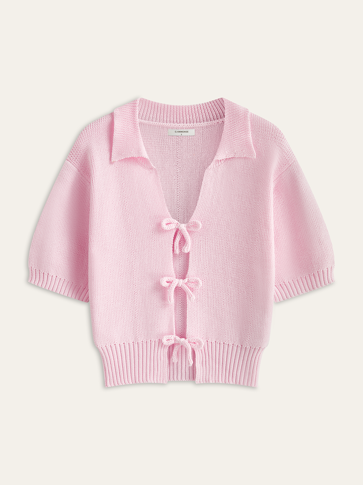 Haut en maille à manches courtes avec détail nœud