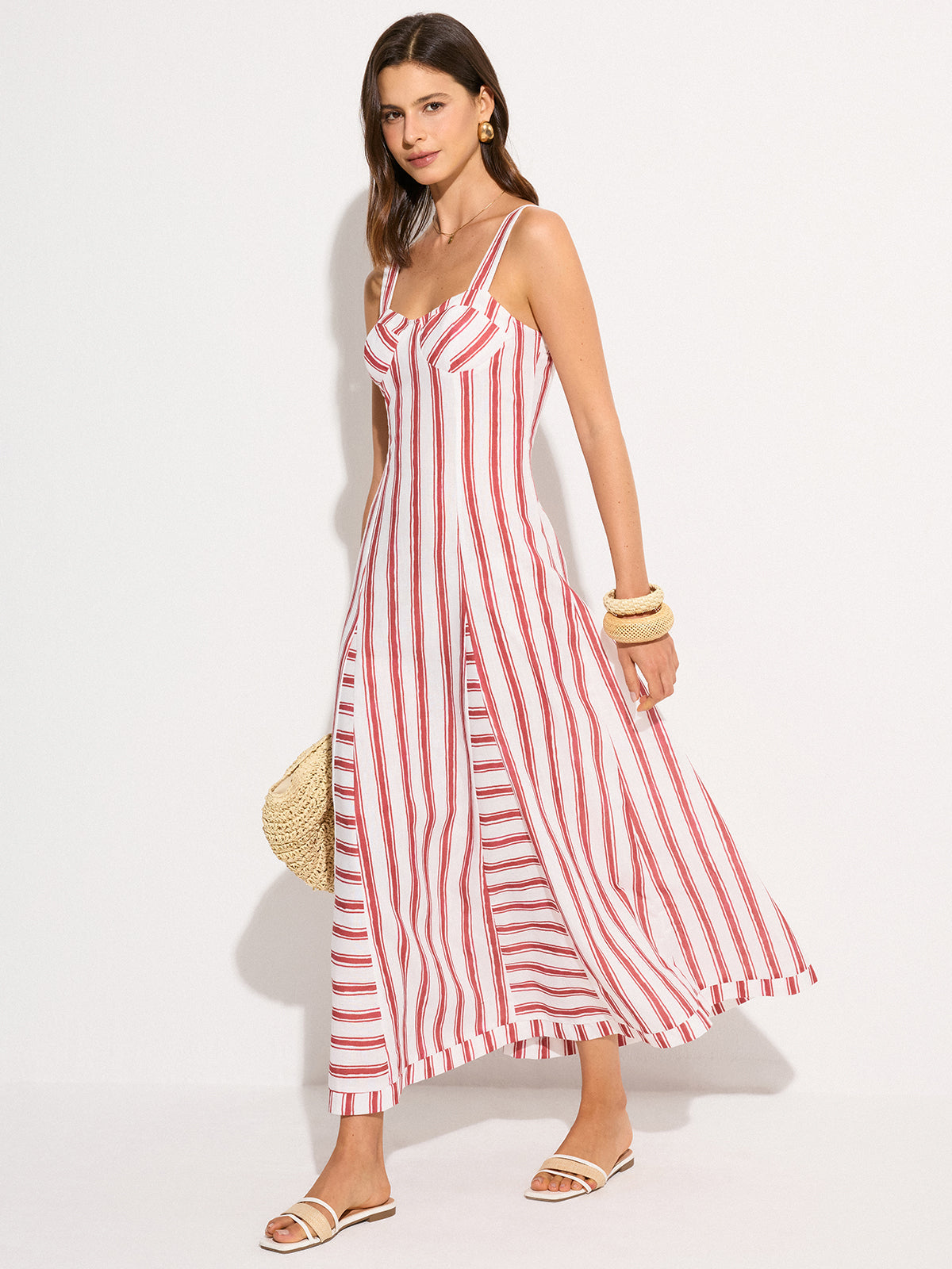 Robe longue rayée