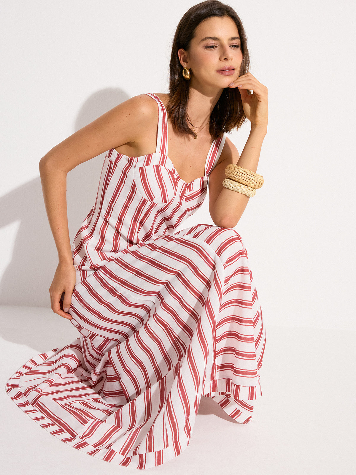 Robe longue rayée