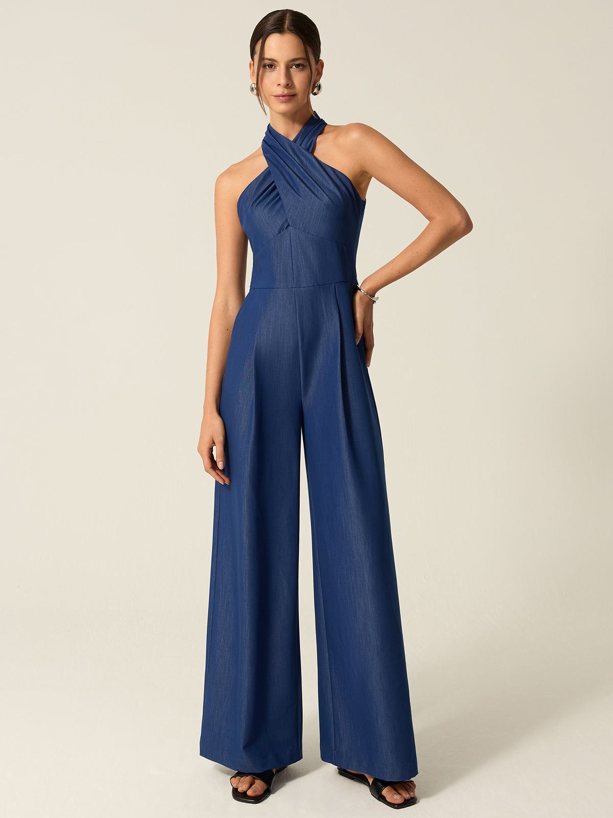 Pocketed Halter Wide-Leg Jumpsuit