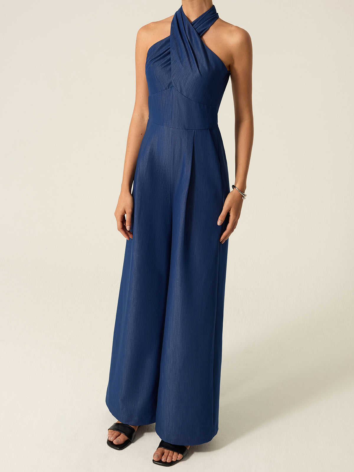 Pocketed Halter Wide-Leg Jumpsuit