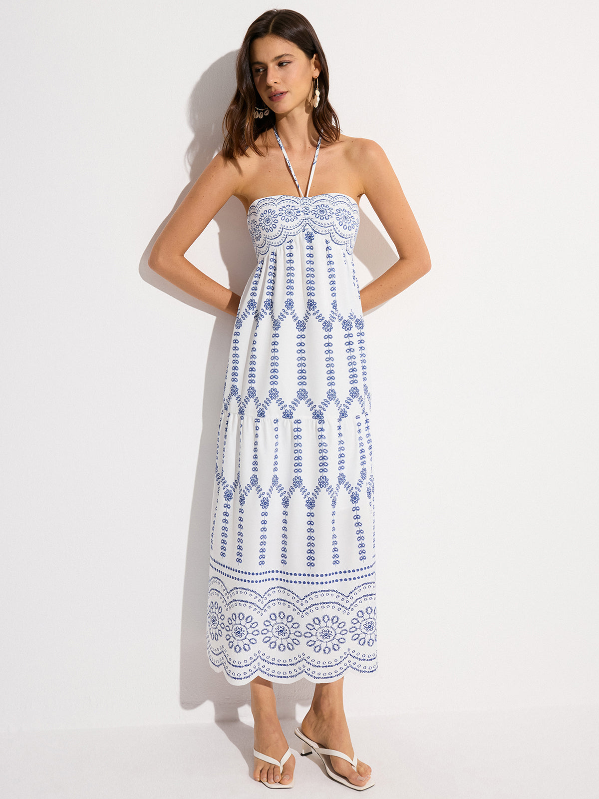 Robe maxi dos nu à bretelles