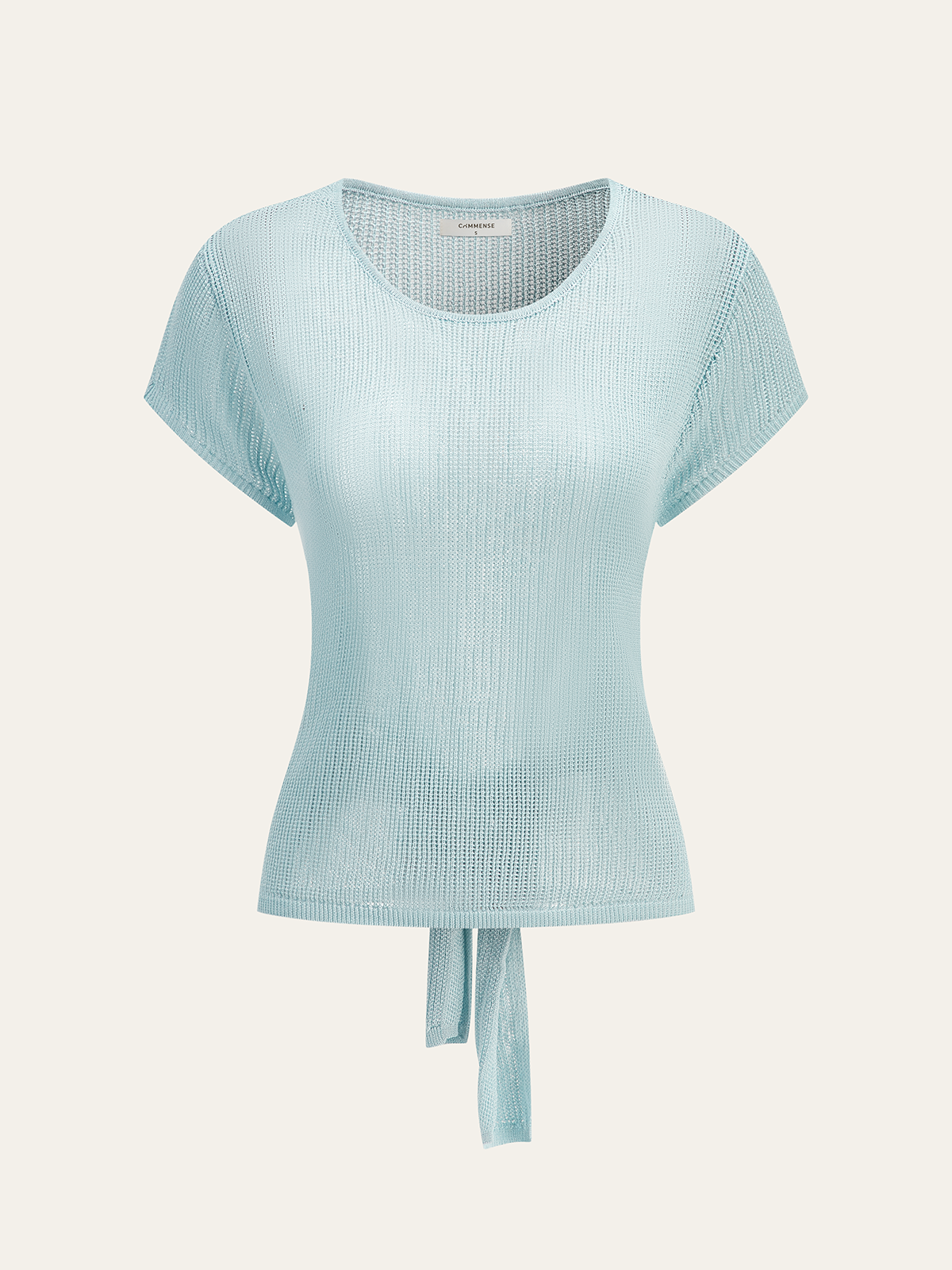 Waffle-Knit Top with Back Tie Detail