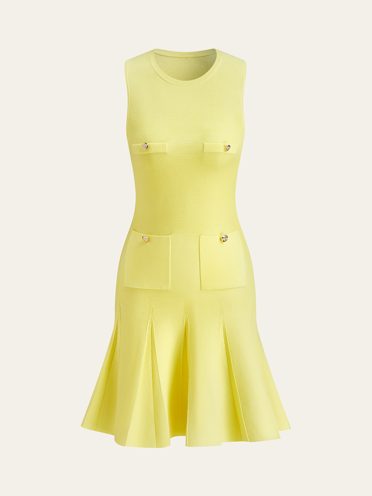 Ärmelloses Strickkleid mit Taschendetail