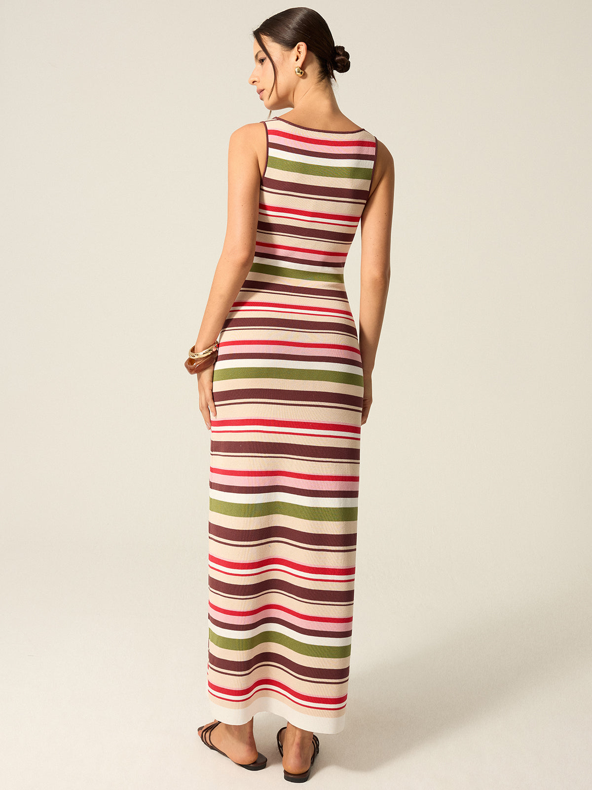 Robe longue rayée et color block