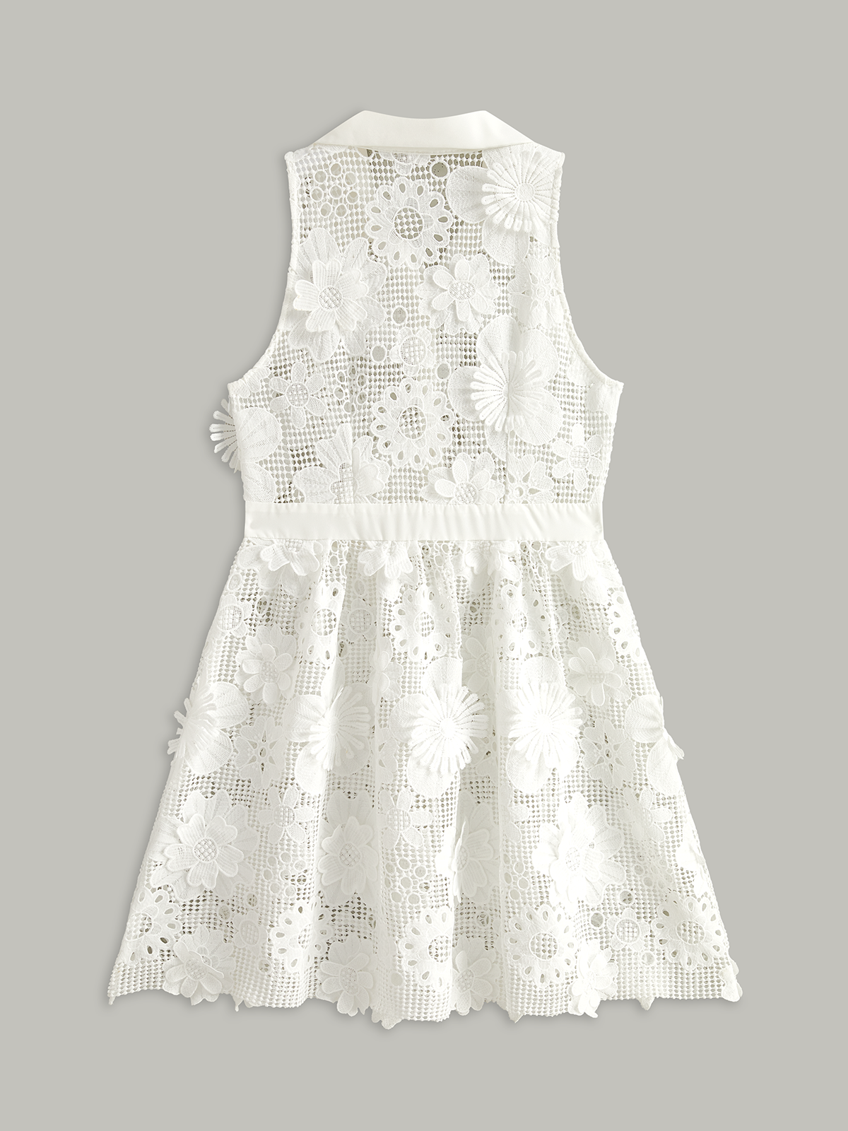 Semi Sheer 3D Flowers Mini Dress