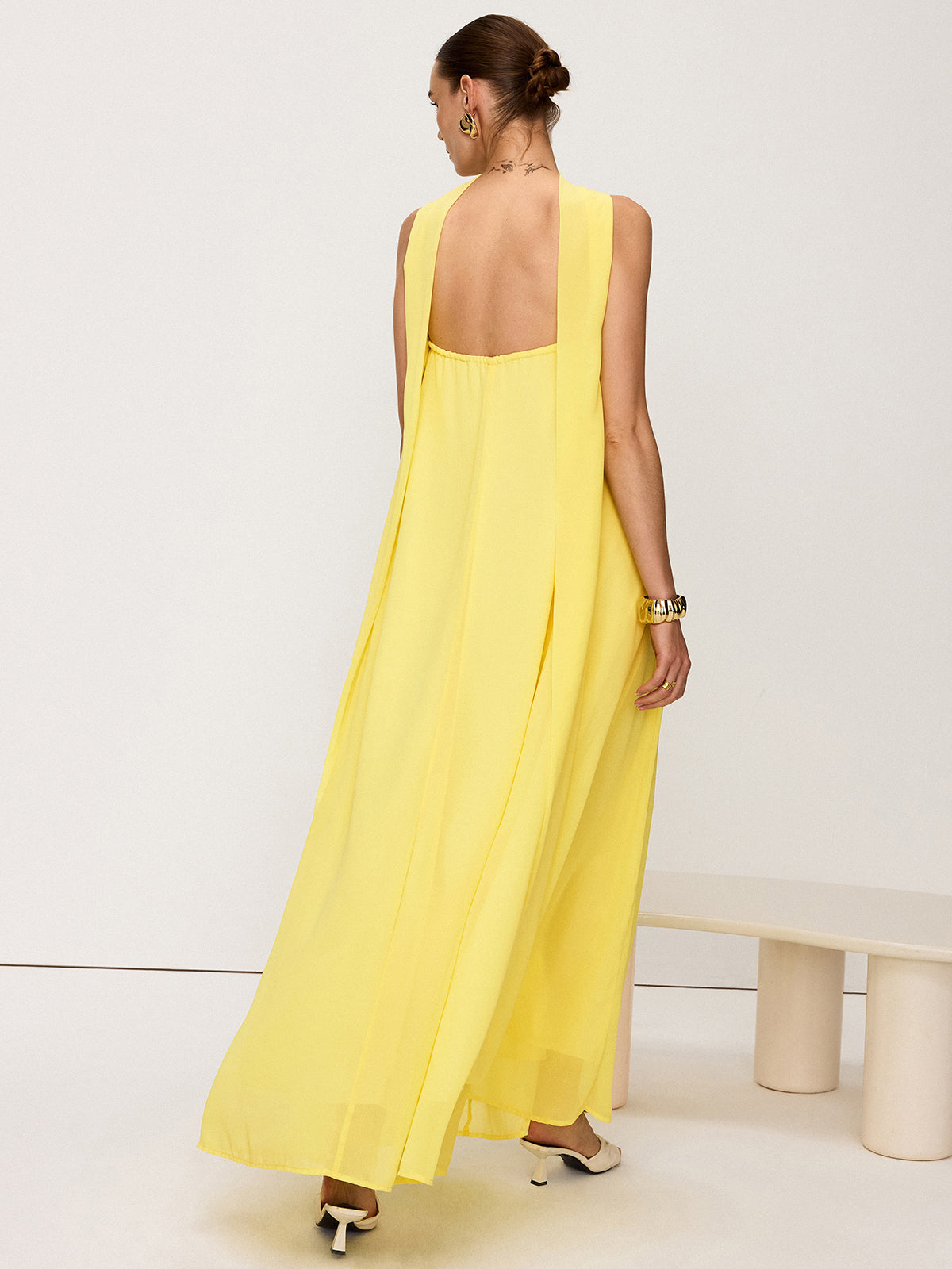 Halter Neck Chiffon Maxi Dress