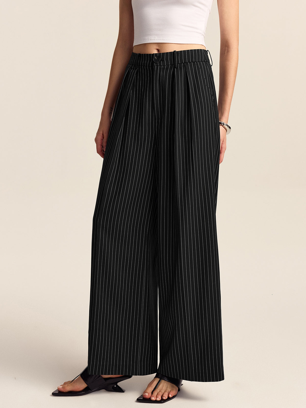 Striped Wide-Leg Pants