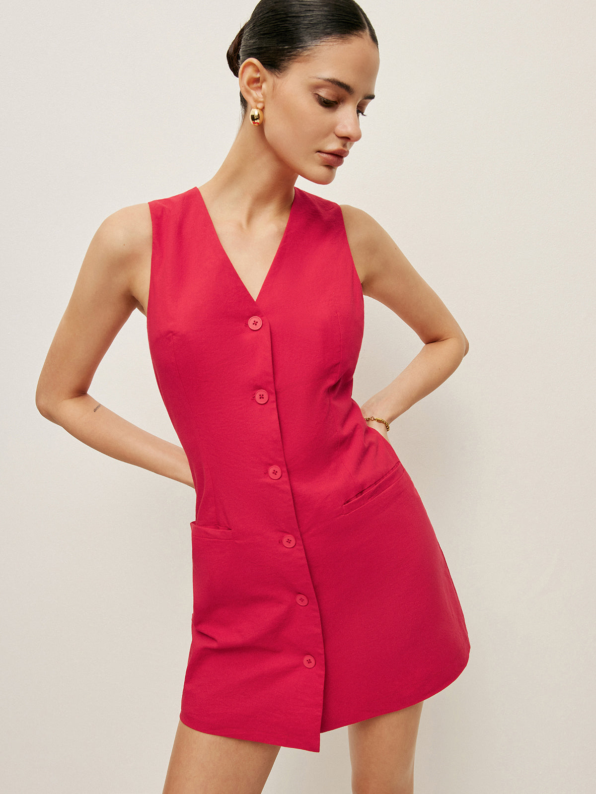 Kleid aus Baumwolle mit Knopfleiste und Taschen