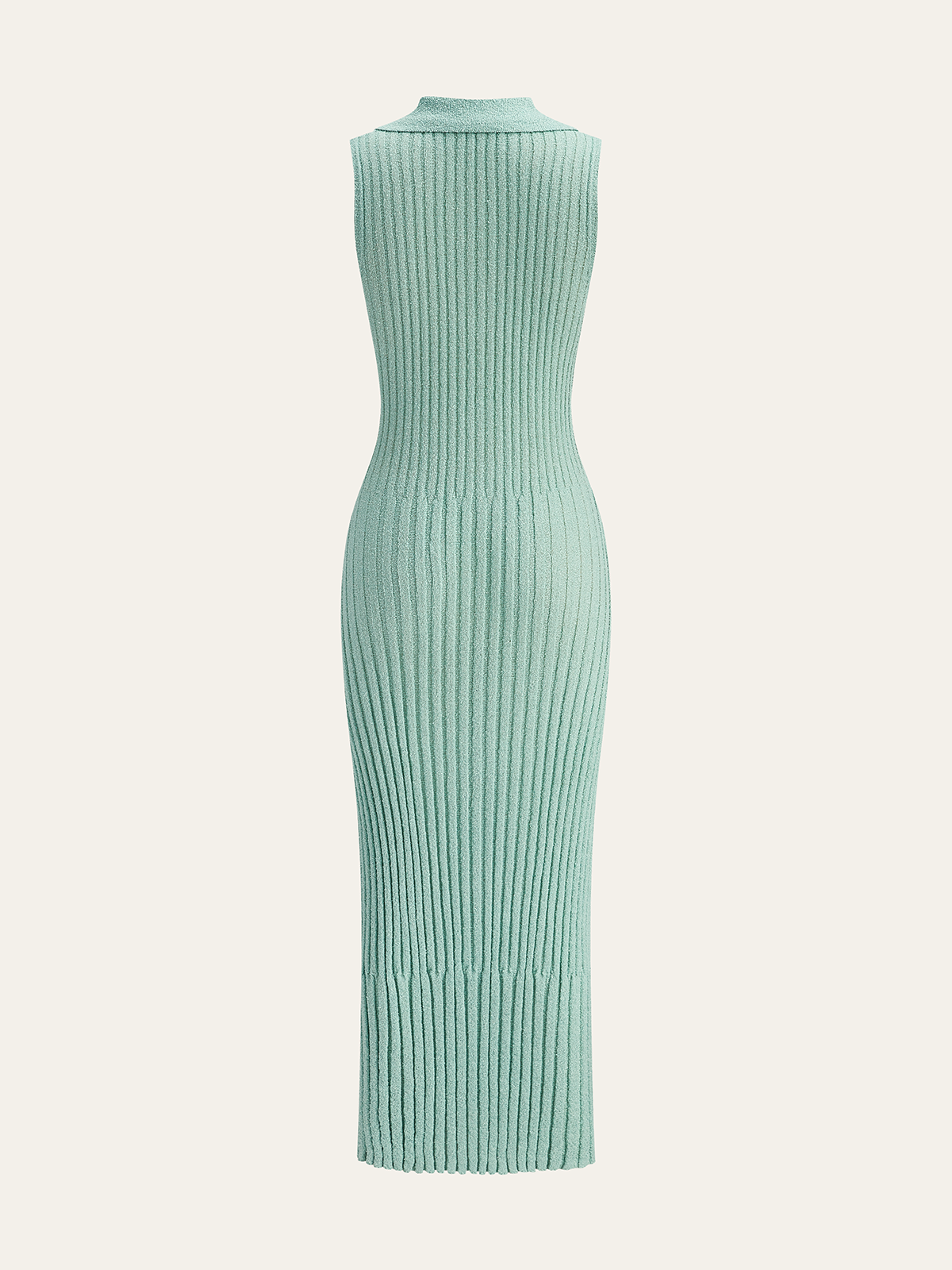 Robe mi-longue en maille côtelée texturée avec col polo