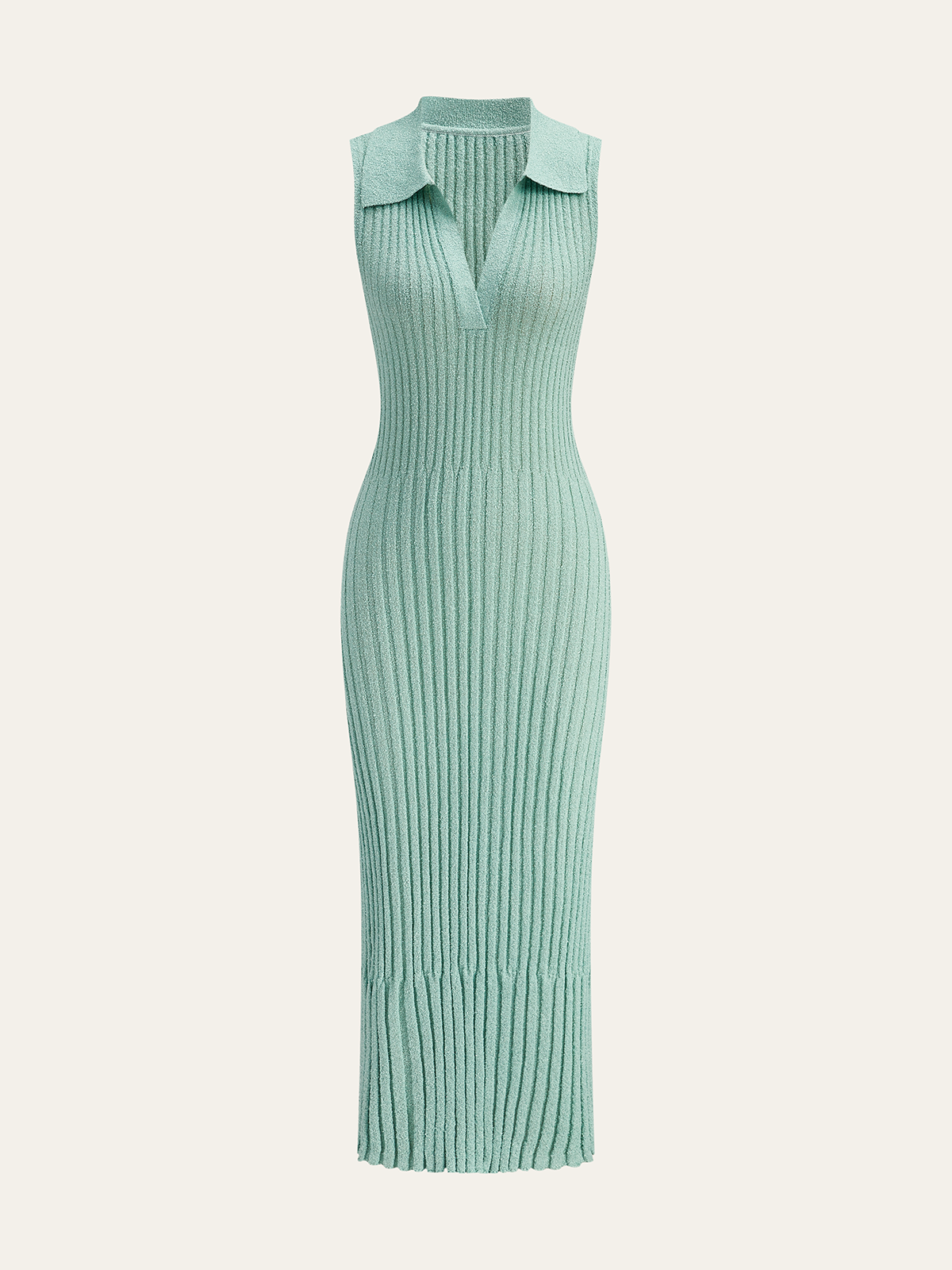 Robe mi-longue en maille côtelée texturée avec col polo
