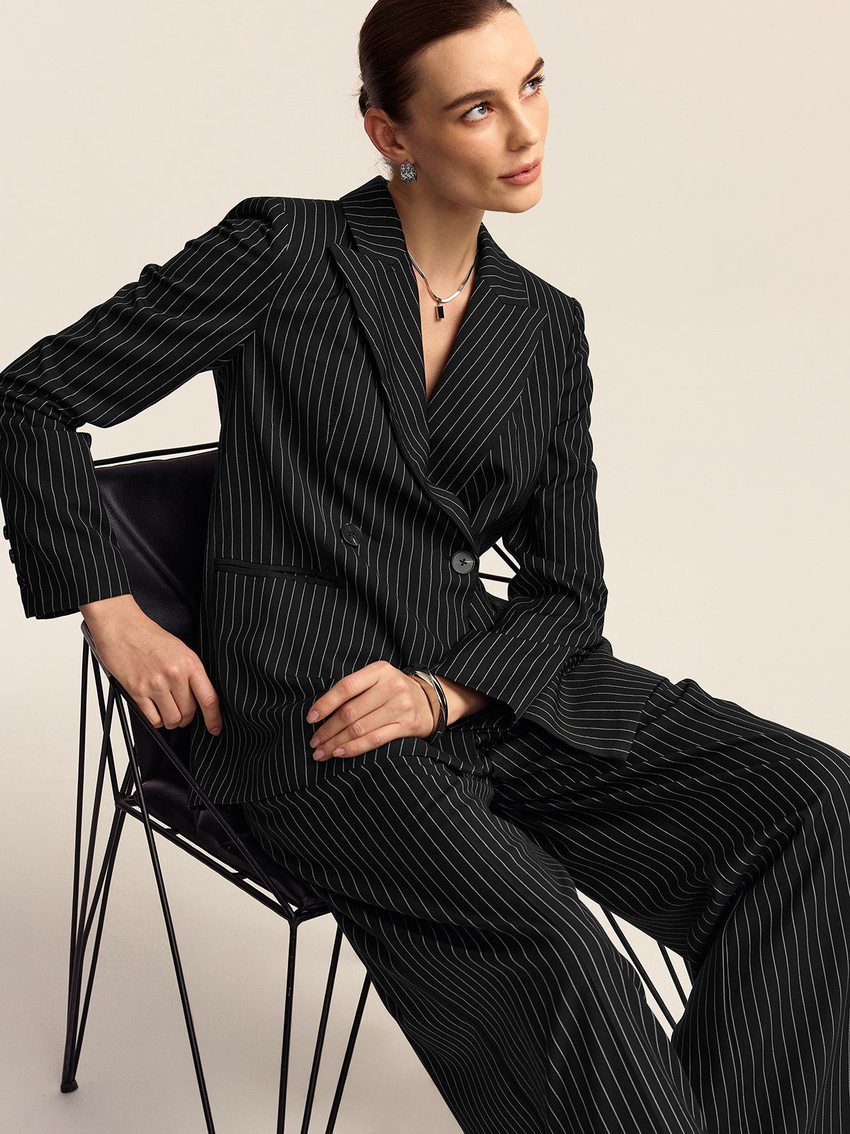 Striped Double-Breasted Blazer