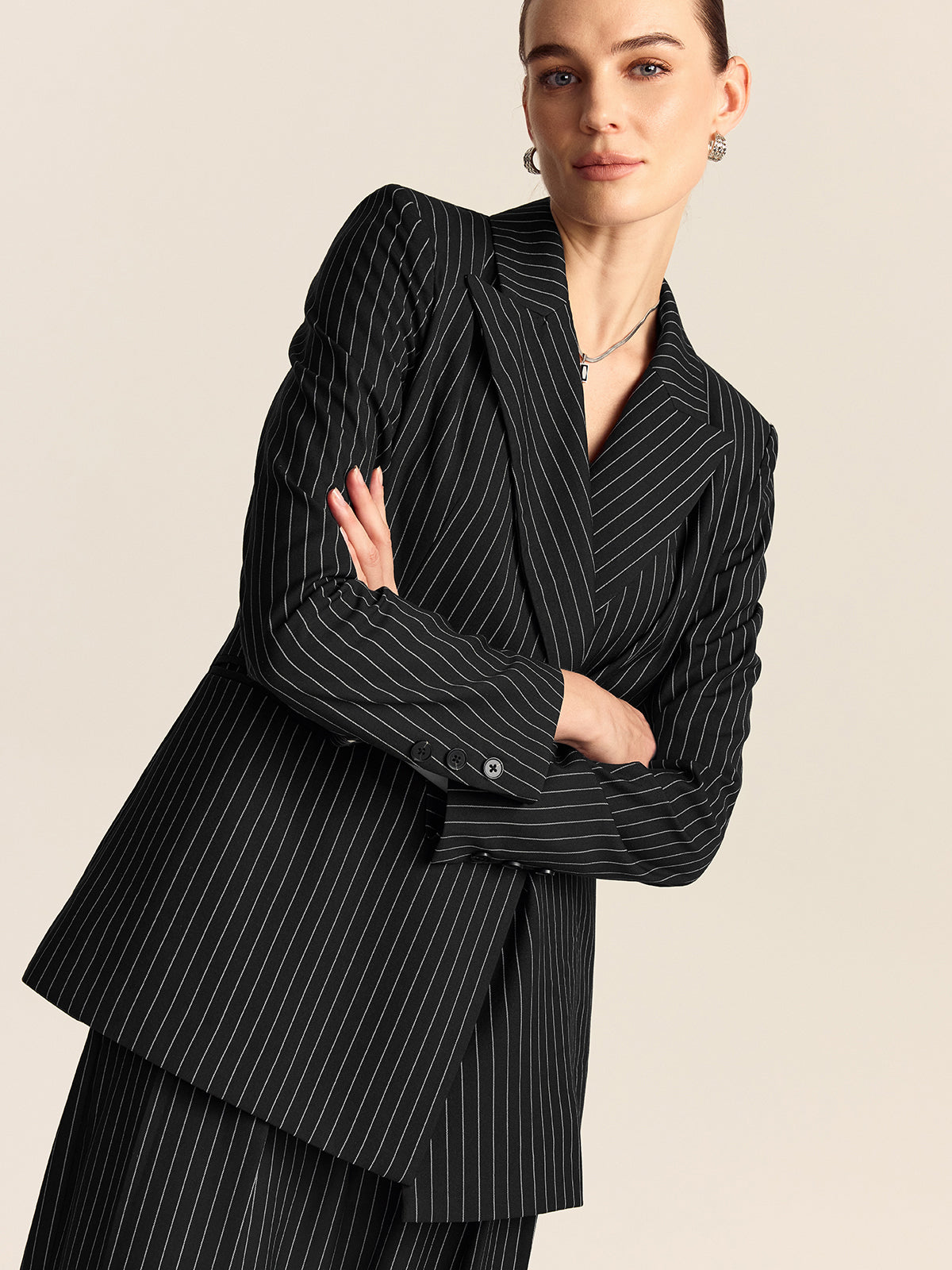 Striped Double-Breasted Blazer