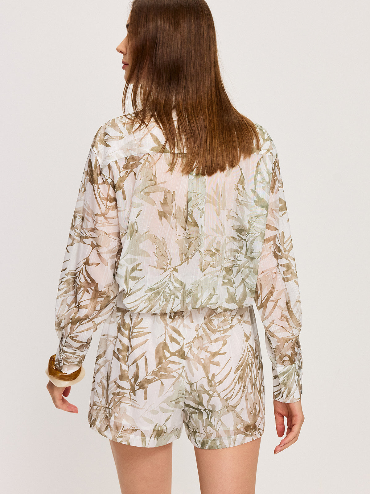 Ensemble short imprimé feuilles