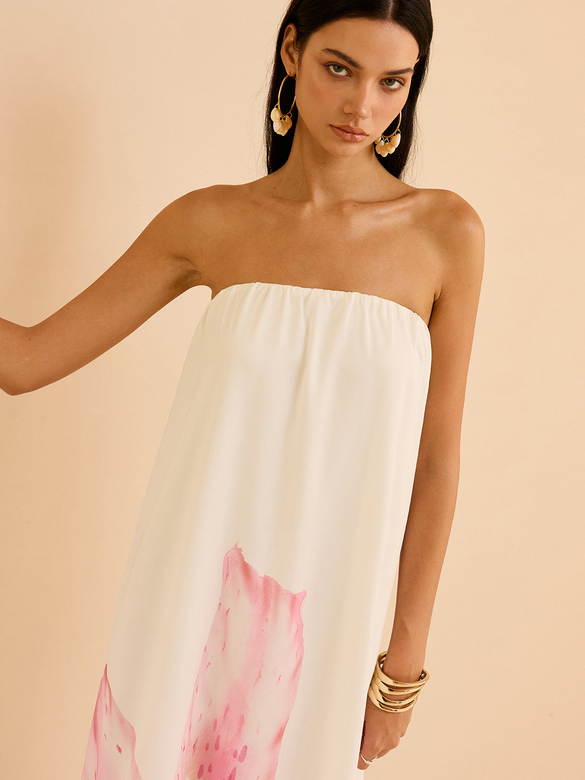 Robe longue bustier à imprimé fleuri