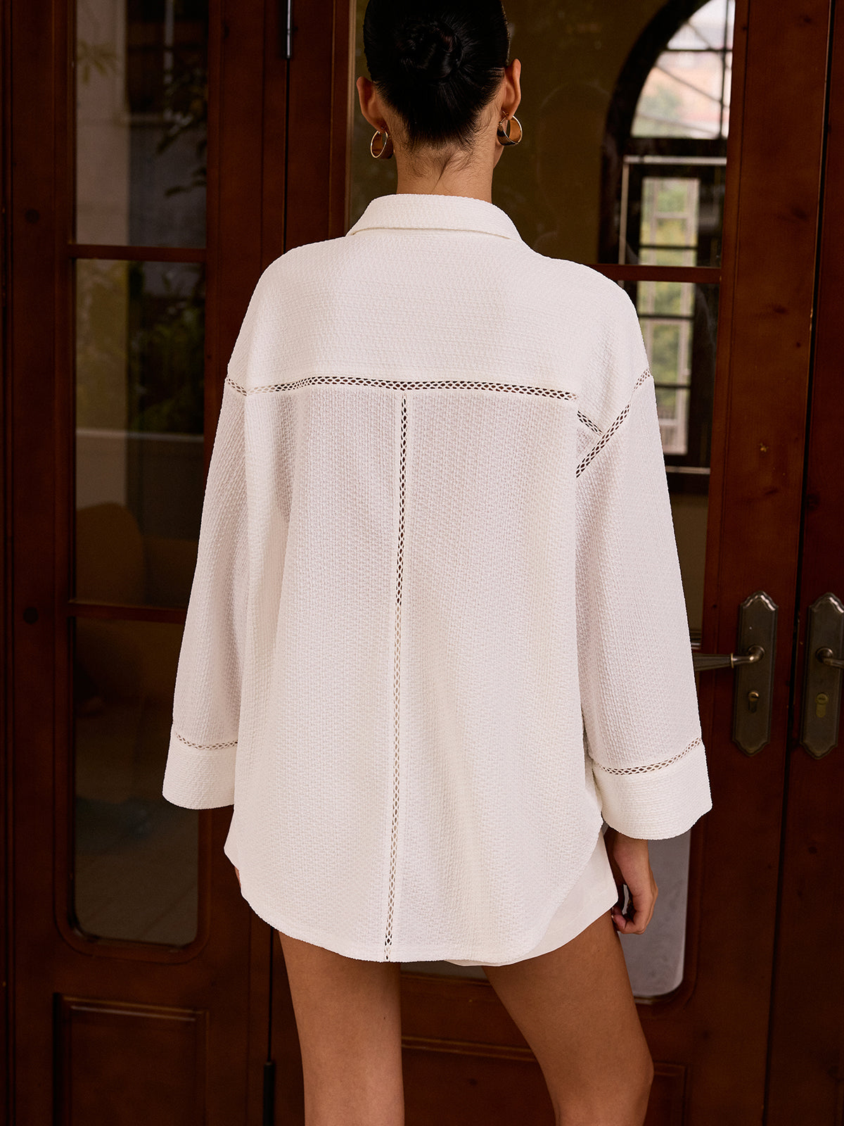 Textured Cut-Out Detail Shirt