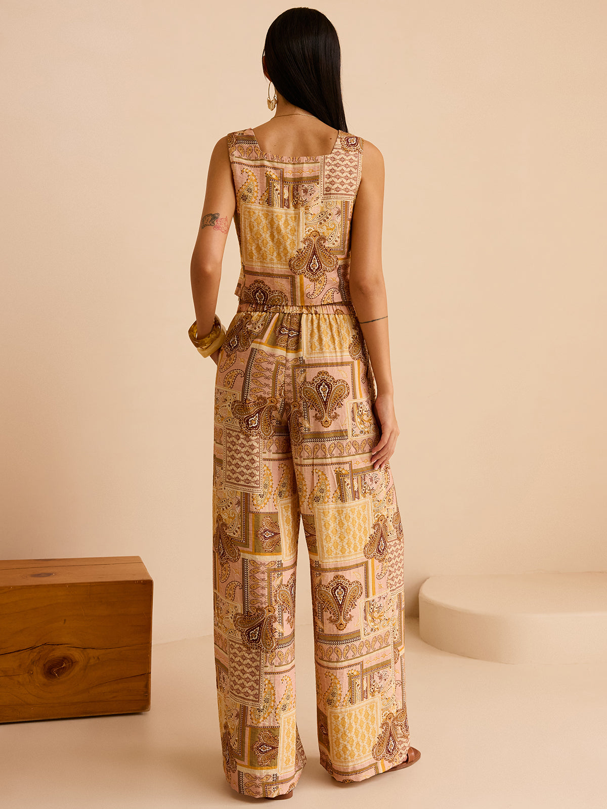 Ensemble pantalon imprimé ethnique