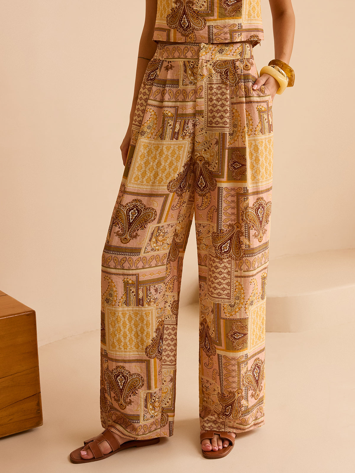 Ensemble pantalon imprimé ethnique