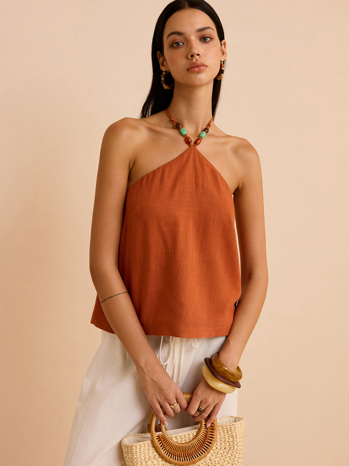 Linen & Cotton Halter Top