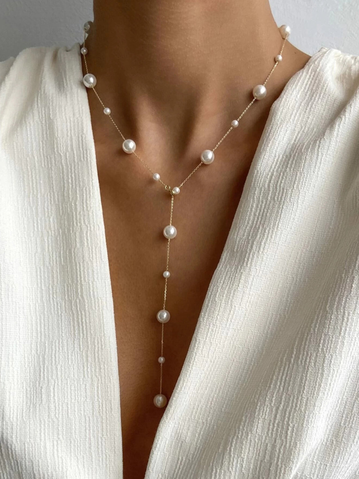 Collier en Y avec pendentif perle