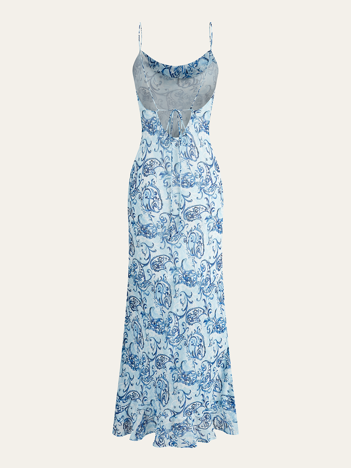 Paisley Print Backless Maxi Dress