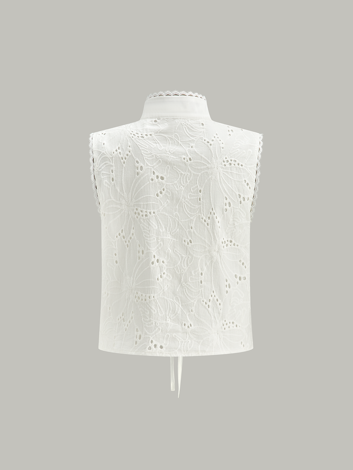 Sleeveless Eyelet Lace-Up Crop Top