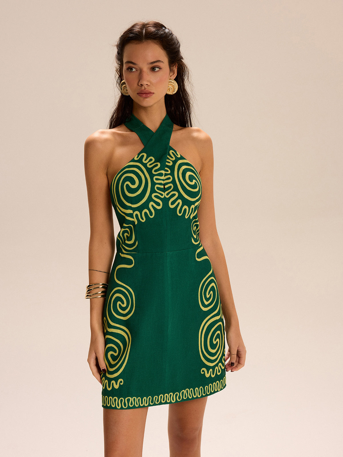 Robe à licou avec motifs tourbillons