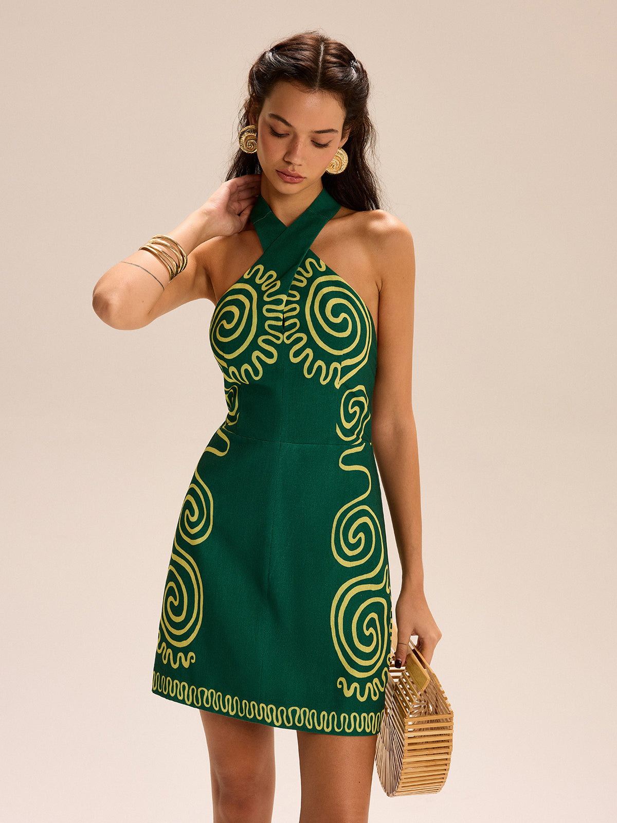 Robe à licou avec motifs tourbillons