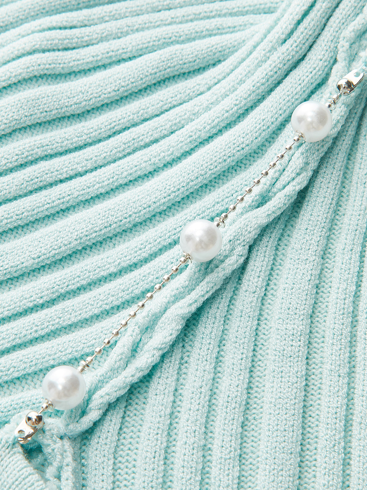 Geripptes Neckholder-Strickoberteil