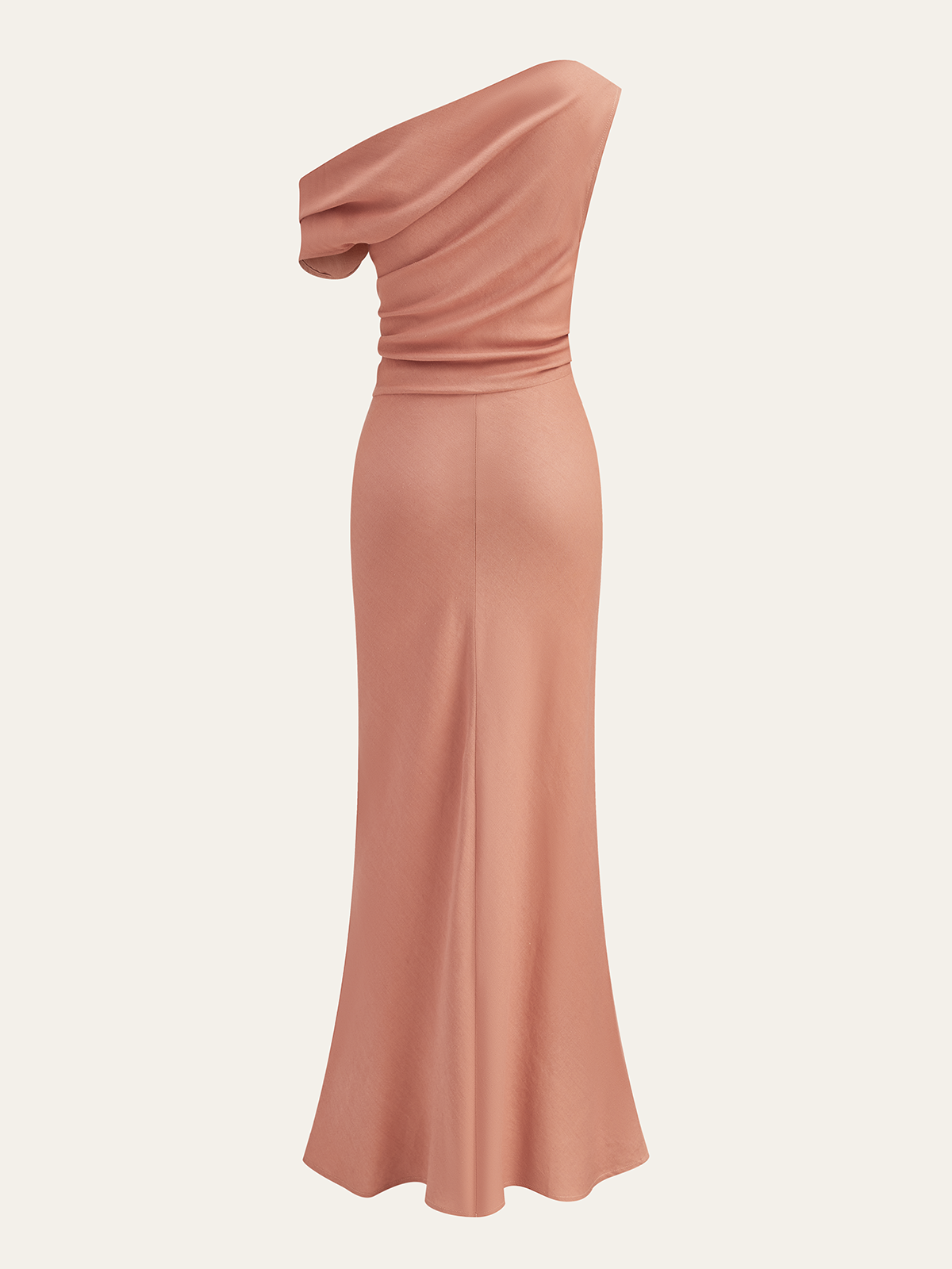 Robe longue drapée à une épaule