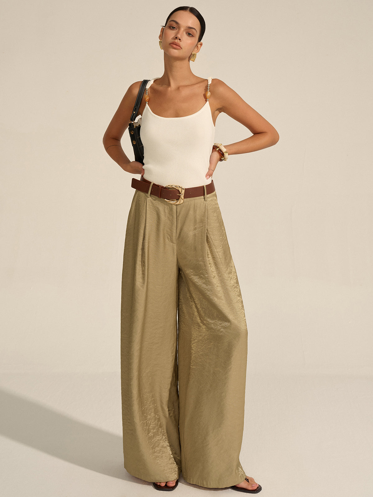 Pantalon large ceinturé