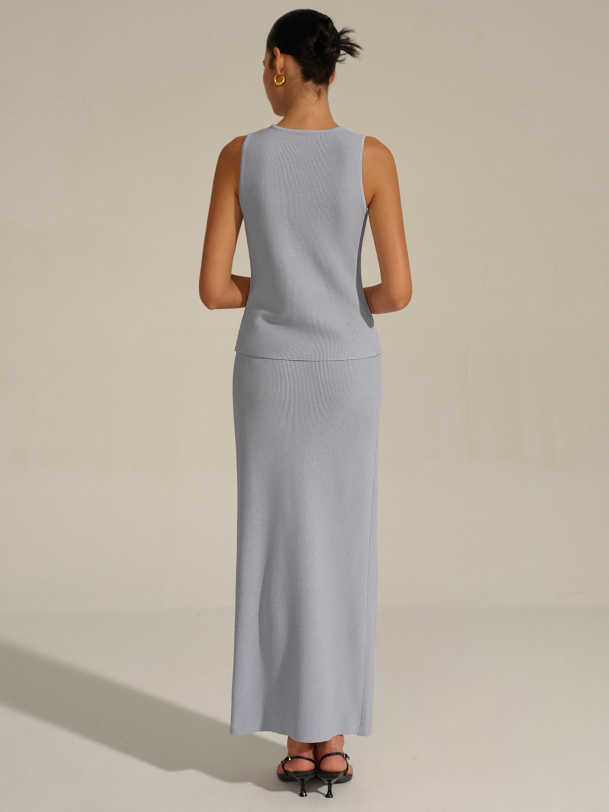 Ensemble jupe en maille asymétrique fendue