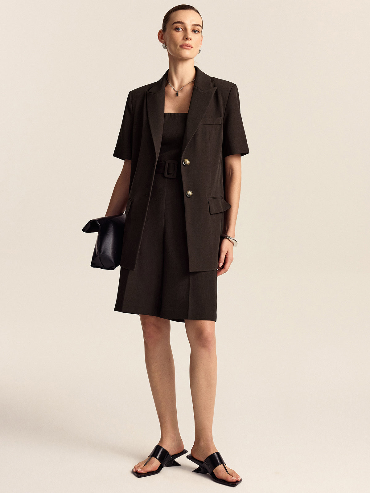 Blazer oversize à manches courtes