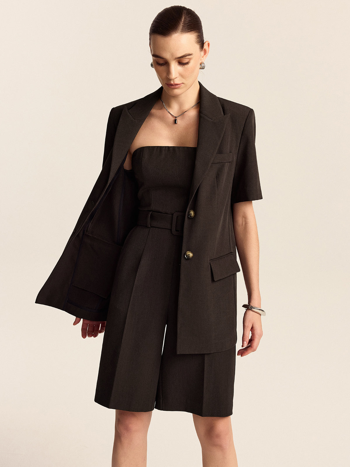 Blazer oversize à manches courtes