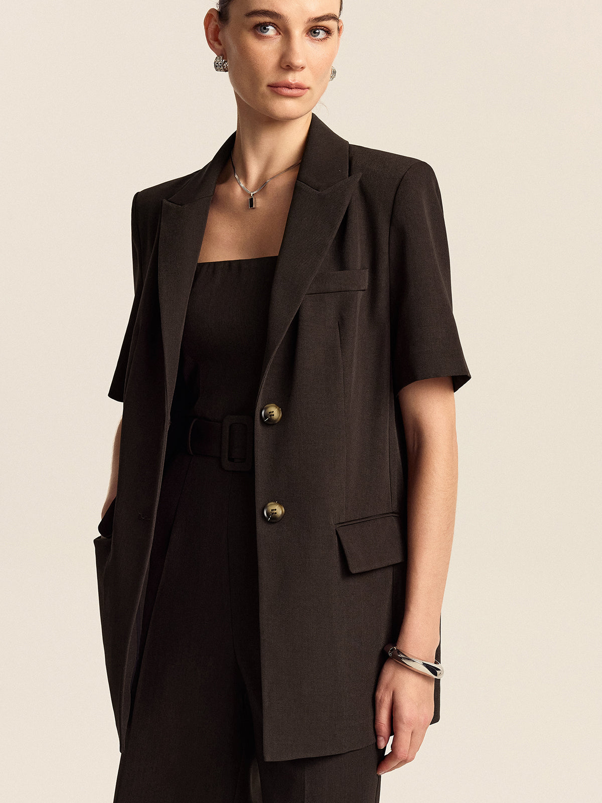 Blazer oversize à manches courtes