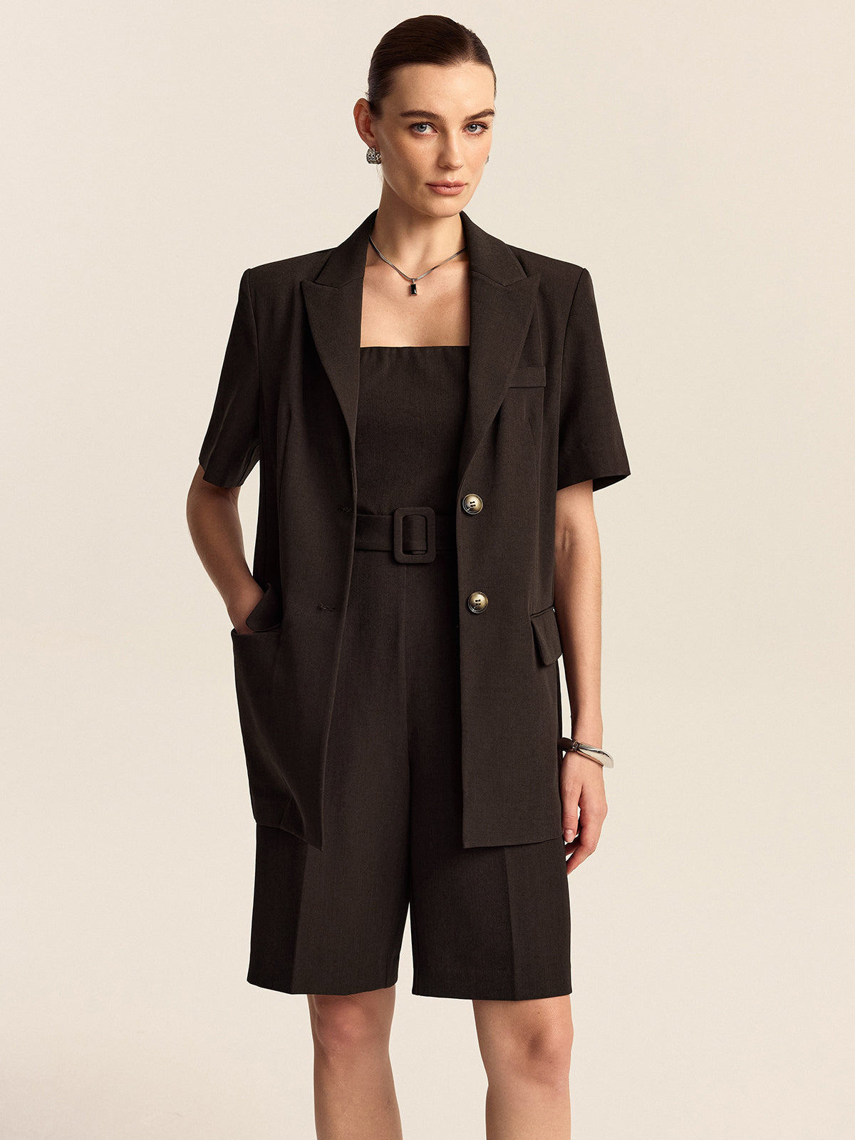 Blazer oversize à manches courtes