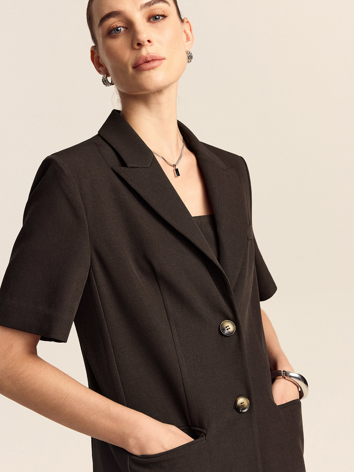 Blazer oversize à manches courtes