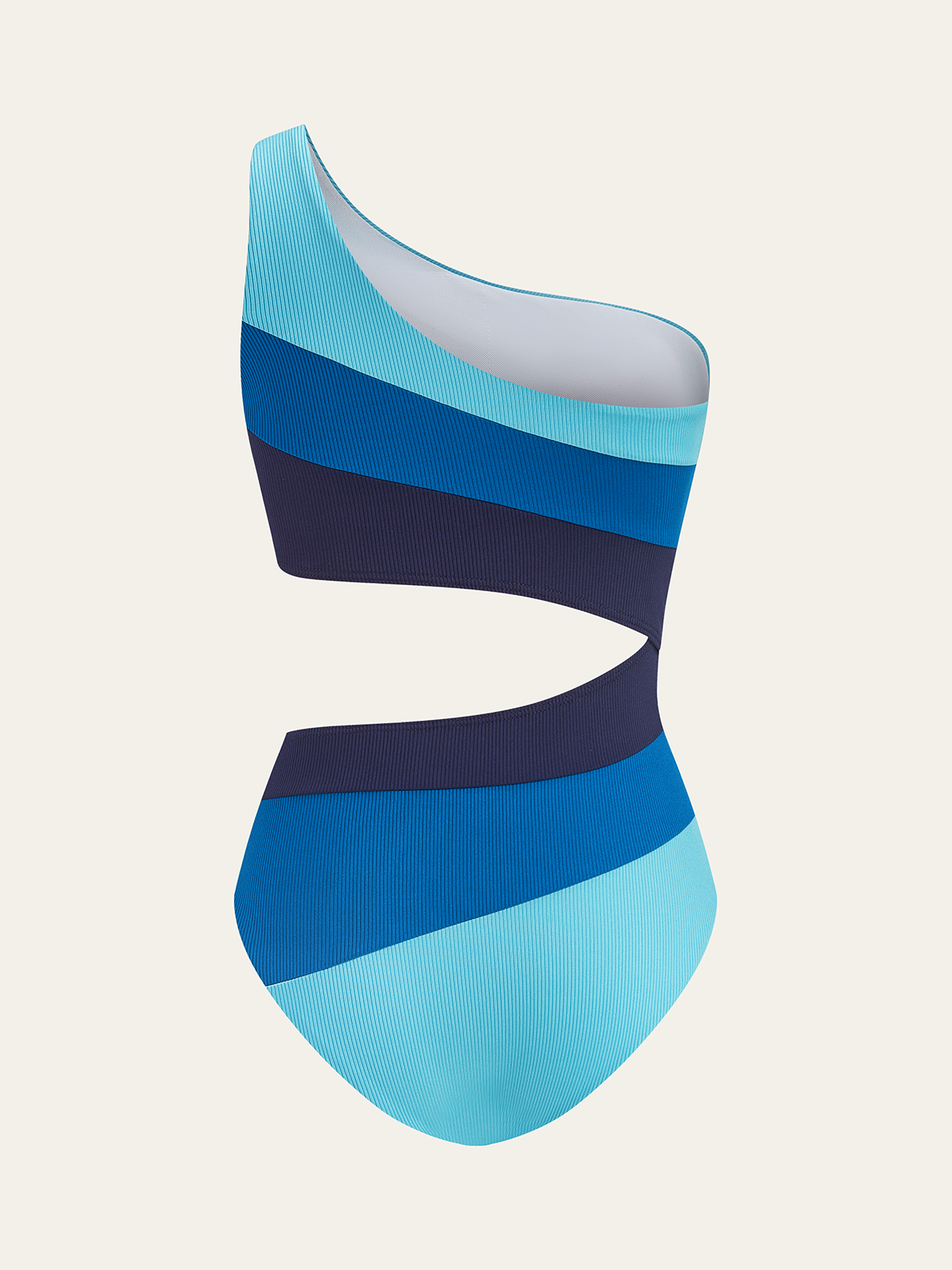 Maillot de bain asymétrique rayé à une épaule