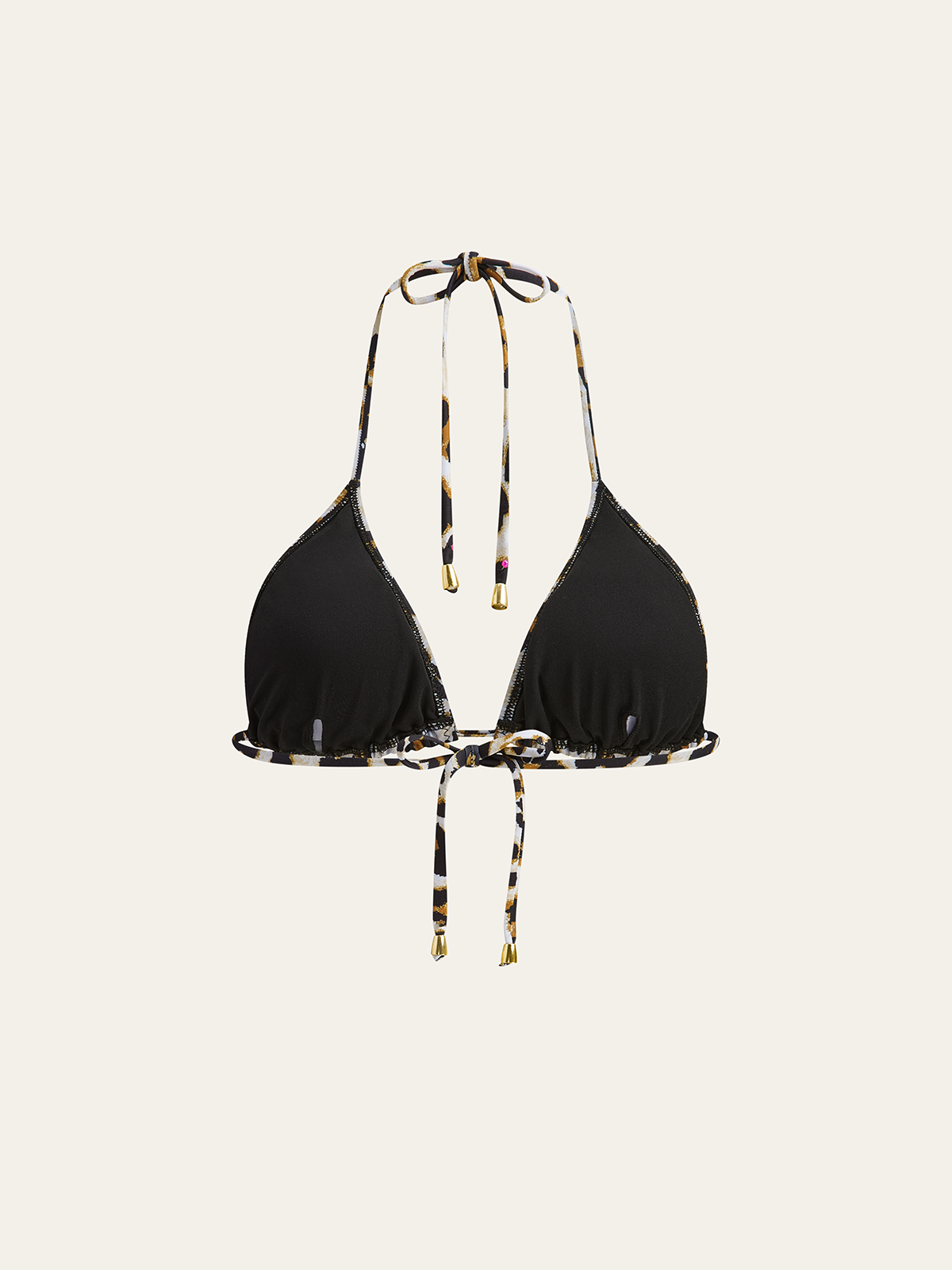 Triangel-Bikini-Oberteil mit Leopardenmuster und Bindebändern am Rücken