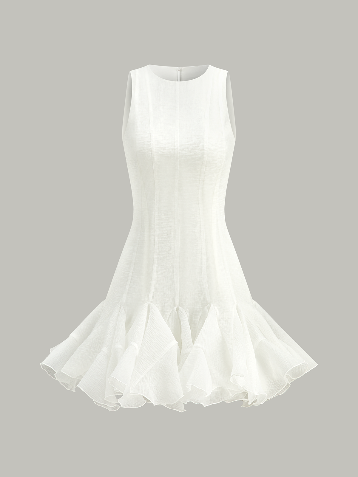 Semi-Sheer Ruffled Hem Mini Dress