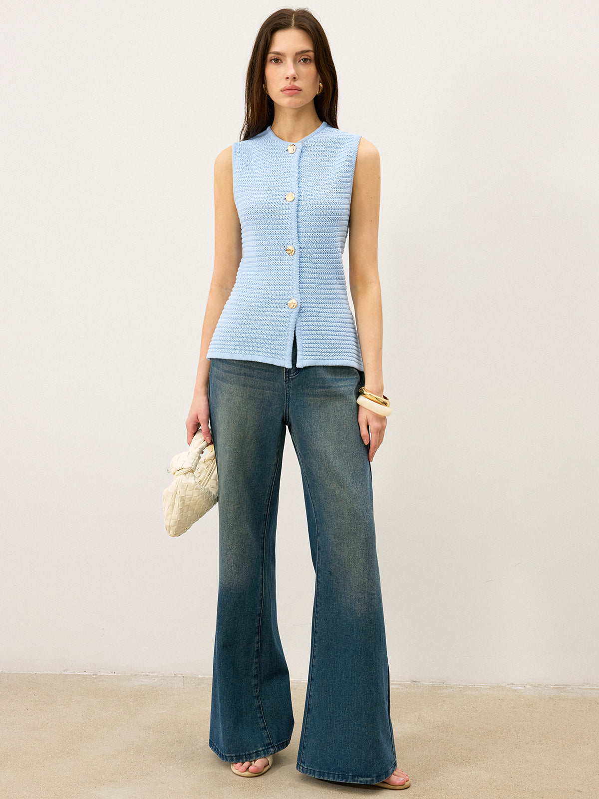 Button-Front Knit Vest