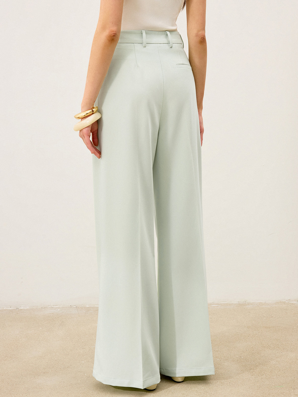 Pantalon large taille haute