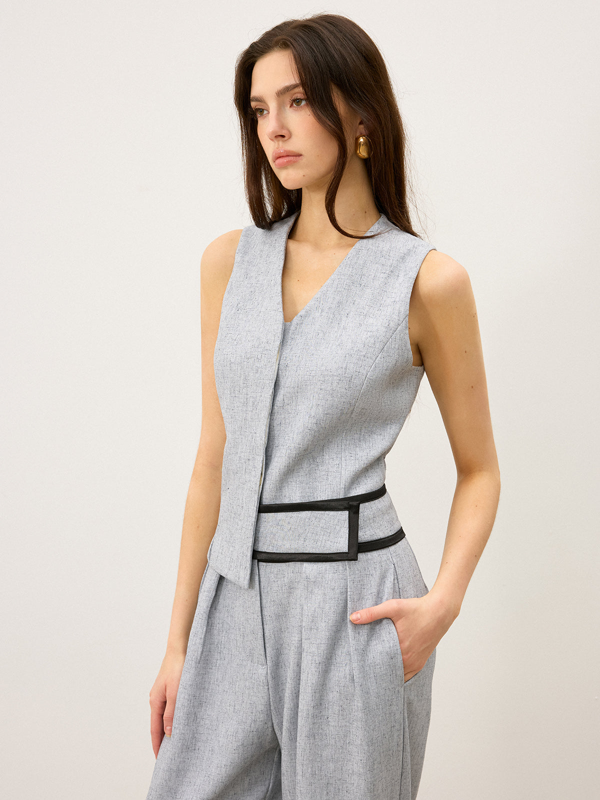 Gilet à dos boutonné et ourlet fendu
