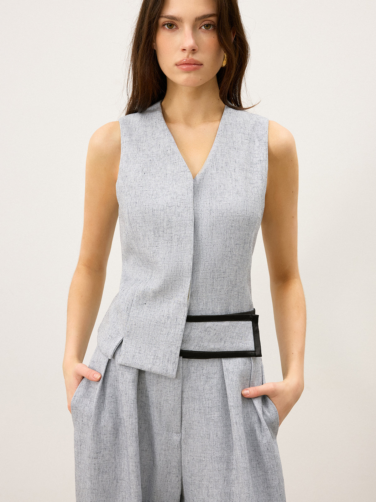Gilet à dos boutonné et ourlet fendu
