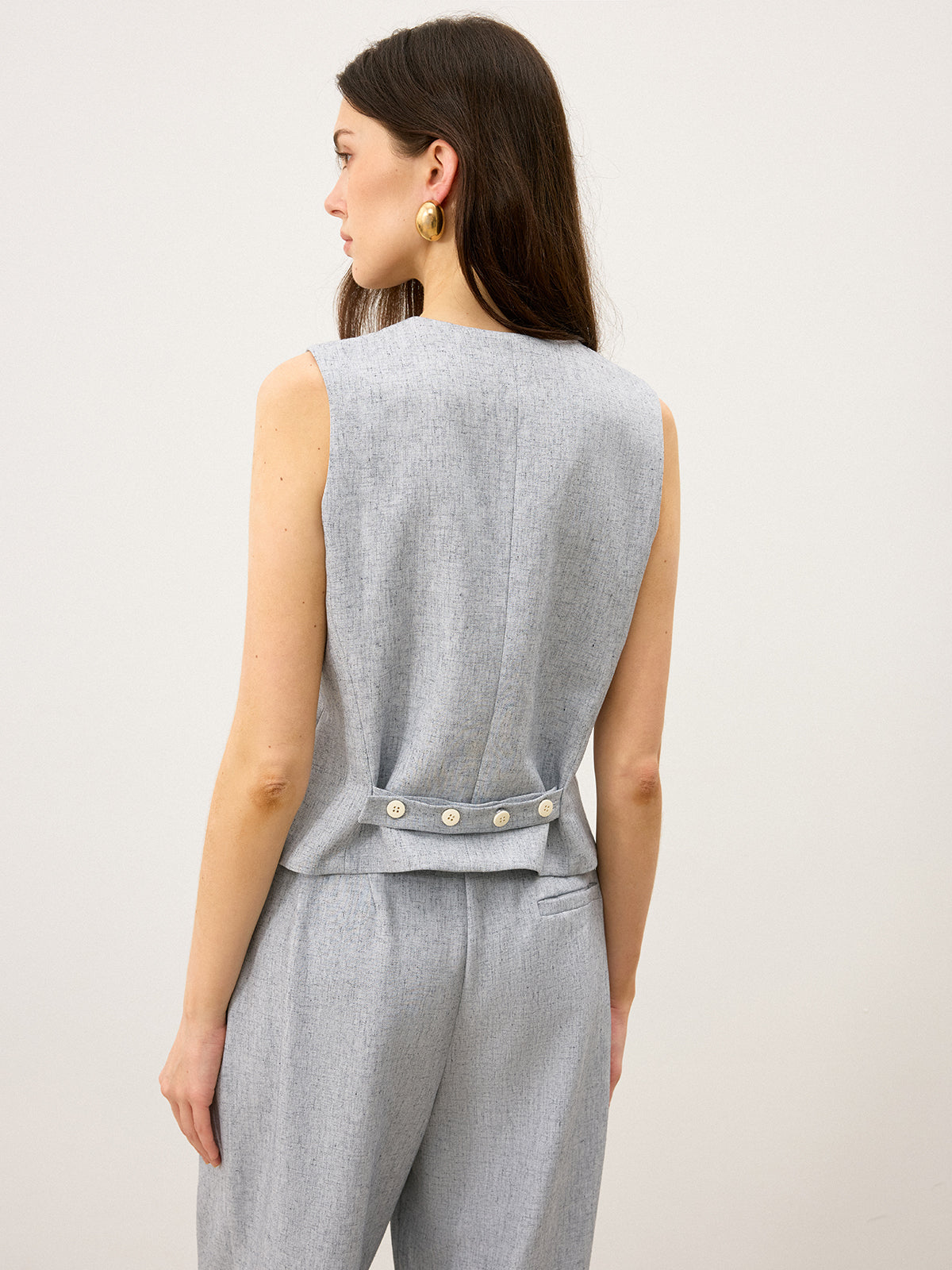 Gilet à dos boutonné et ourlet fendu