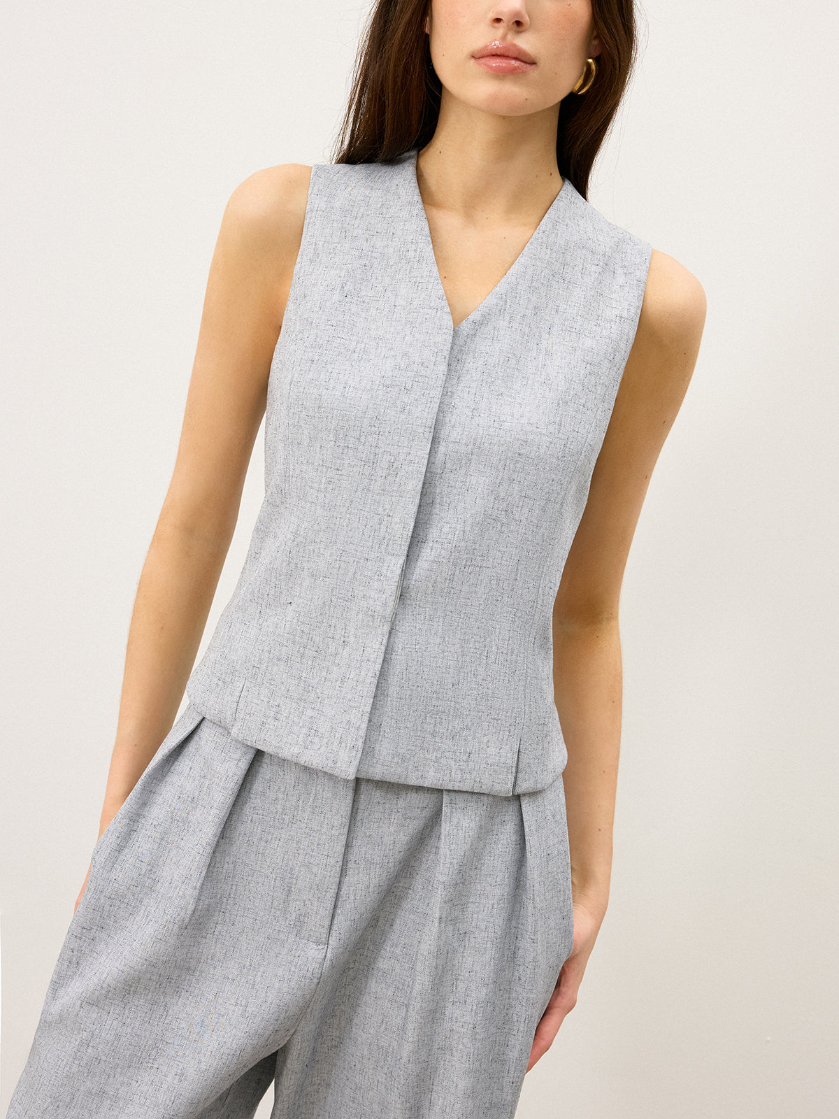 Gilet à dos boutonné et ourlet fendu