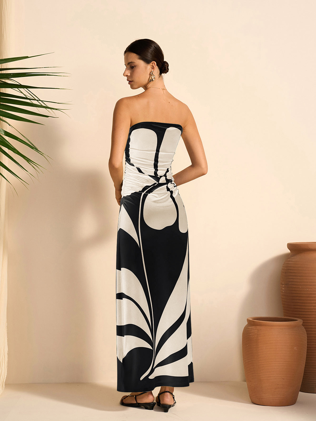 Semi-Sheer Strapless Floral Dress