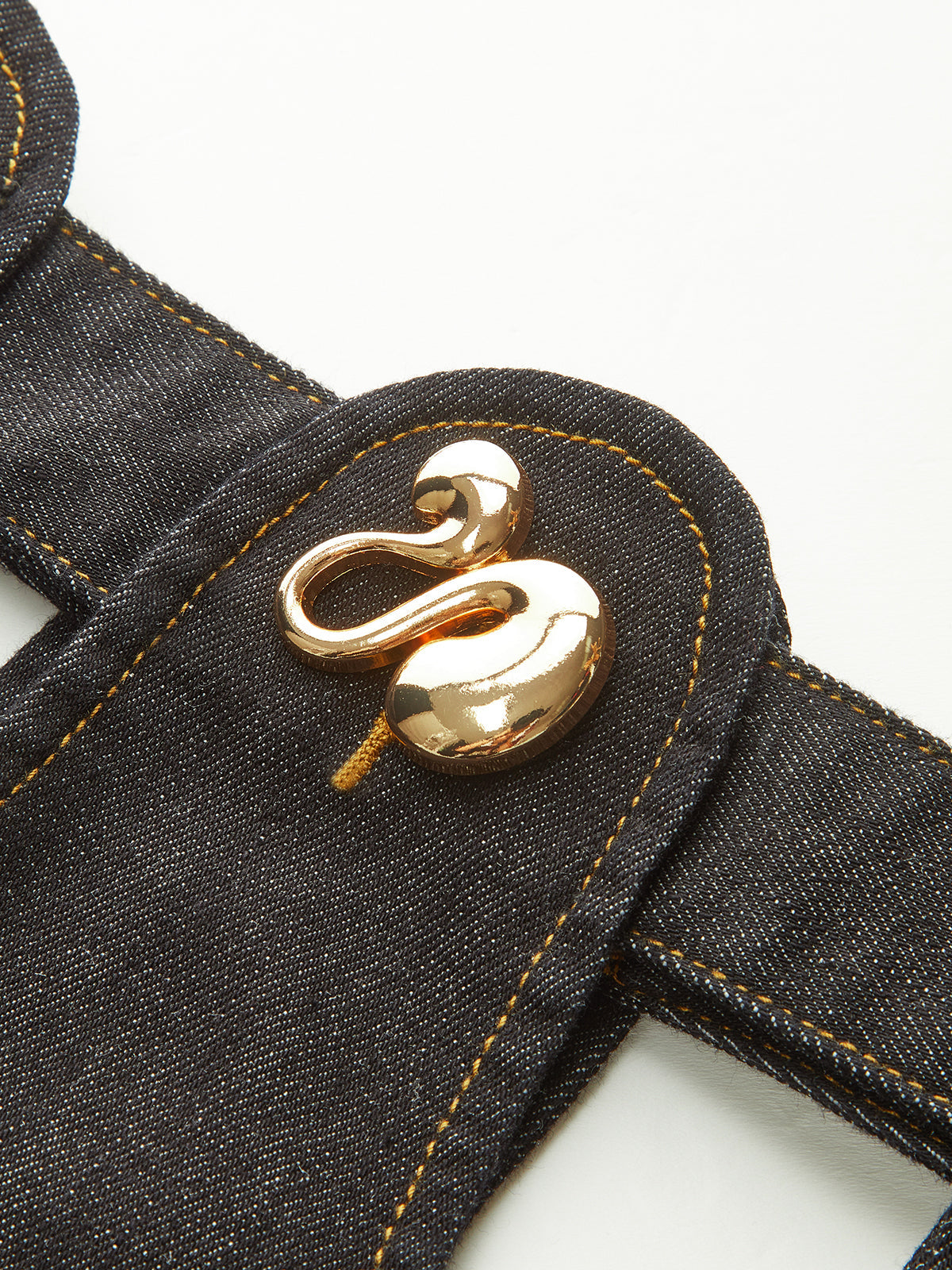 Metal Decor Cut-Out Denim Mini Skirt